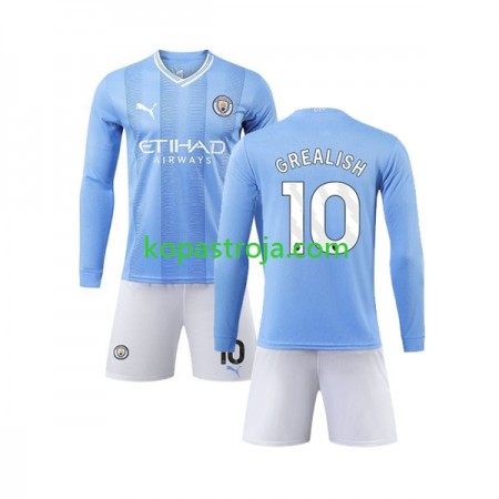 Billiga Fotbollströjor Manchester City Grealish 10 Barn Hemma tröja 2023/24 Långärmad